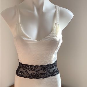 White dress with black lace